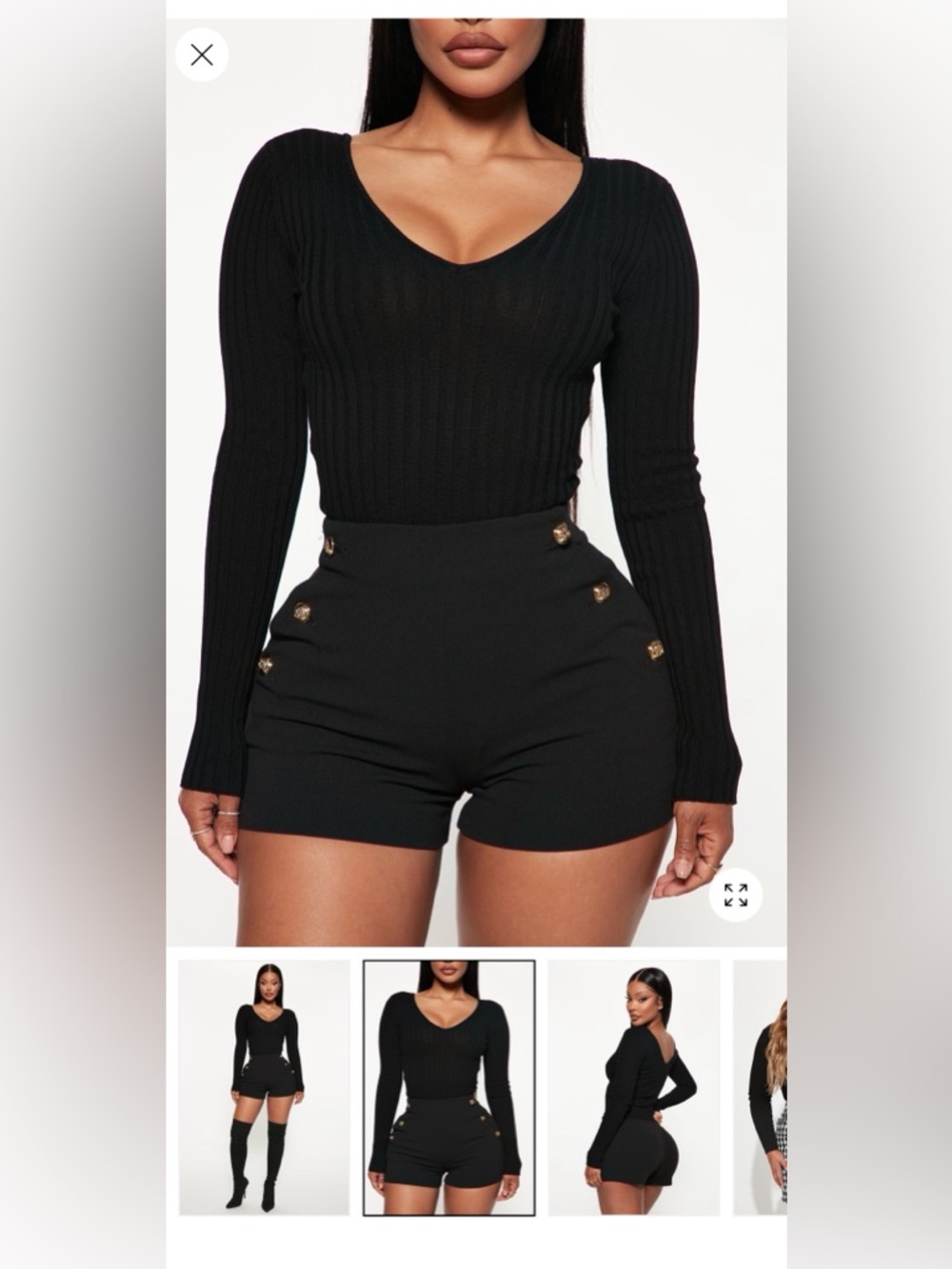 ⭐️Fashion Nova Black Ribbed Knit Sweater Top V Neck